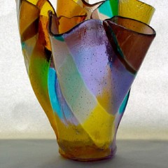  1 Glasvase gefaltet Glass vase fused and slumped