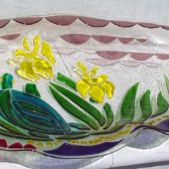  7 Glasschale Sumpfschwertlilien