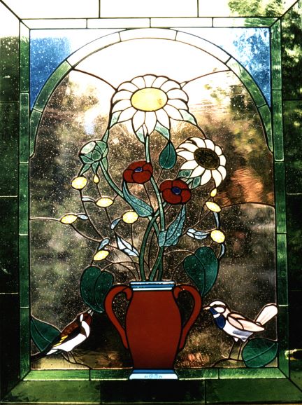 Tiffany-Tür-Blumen-Vögel